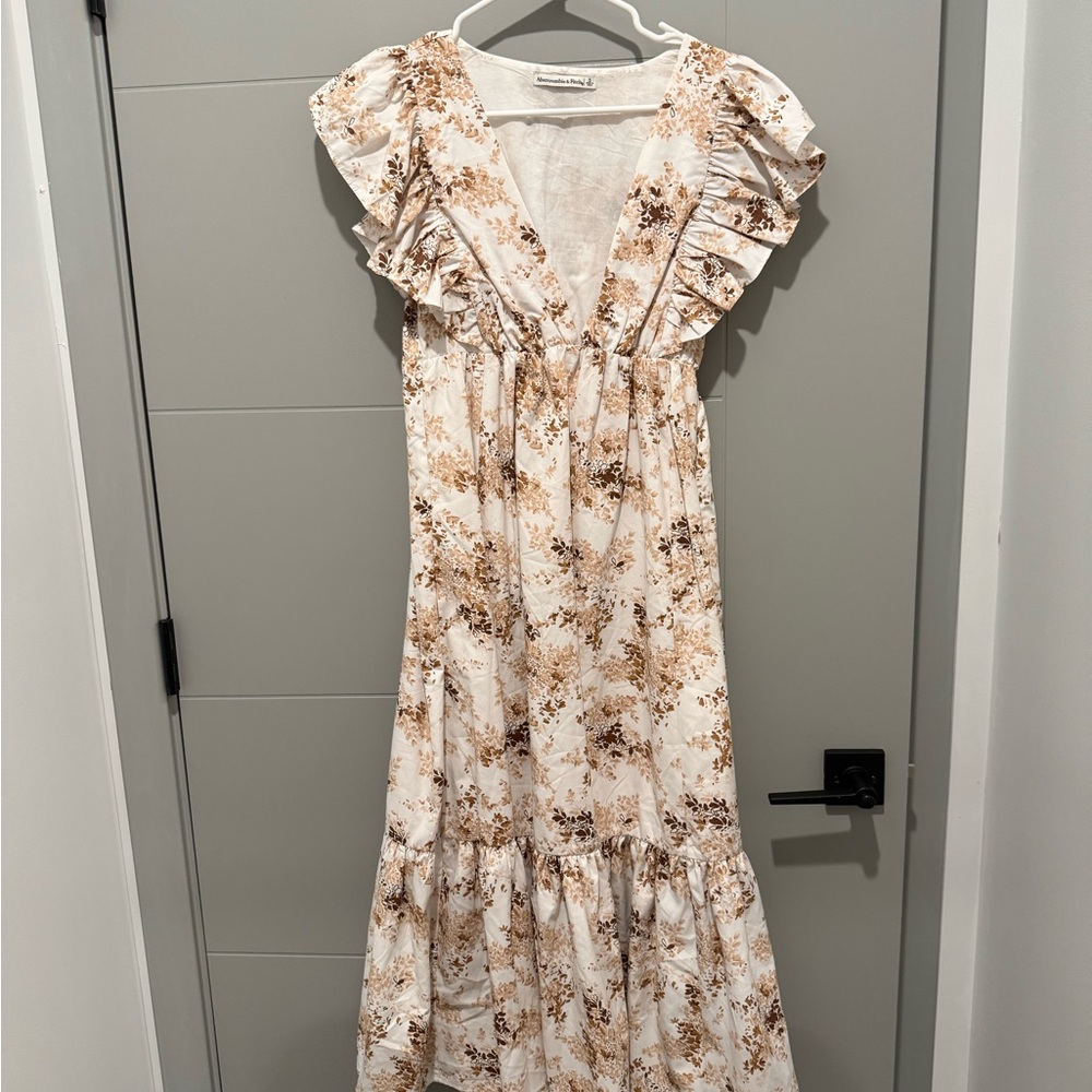 Abercrombie & Fitch Cream and Brown Floral Maxi Dress